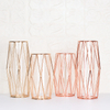 Modern Rose Gold Frame Cylinder Clear Vase Planter Flower Holder Decorations Glass Vases for Wedding Living Room
