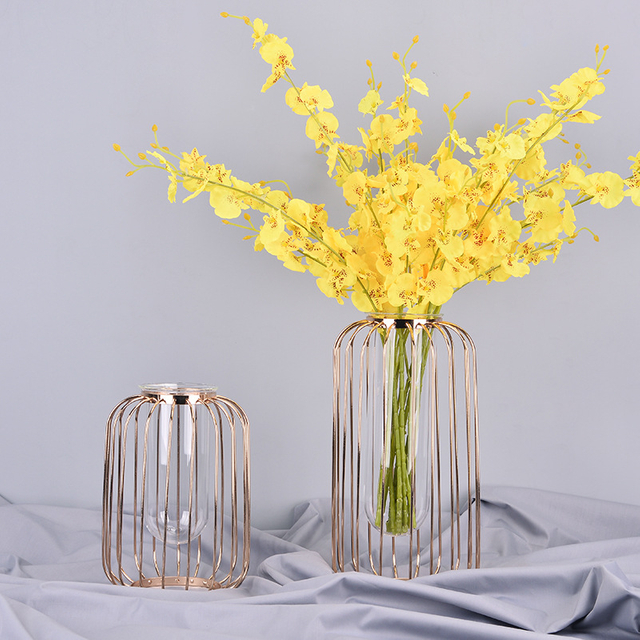 Metal glass flower vases
