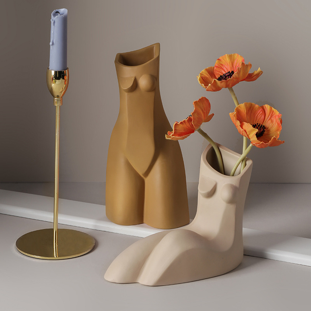 Ins Nordic Female Body Shape Ceramic Vase Creative Flower Machine Living Room Flower Arrangement Art Home