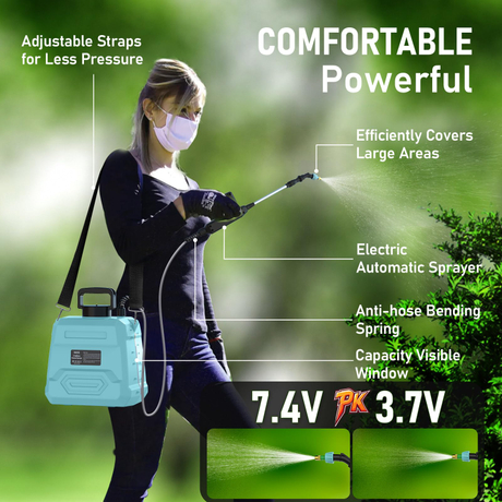 7.4V Powerful Electric Battery Sprayer Weed Yard Lawn Sprayers with 5 Mist Nozzles & Retractable Wand