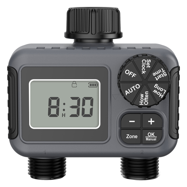 New Smart Irrigation Timer, Dual Outlet Water Valve, Automatic Garden Watering Controller for Outdoor Yard