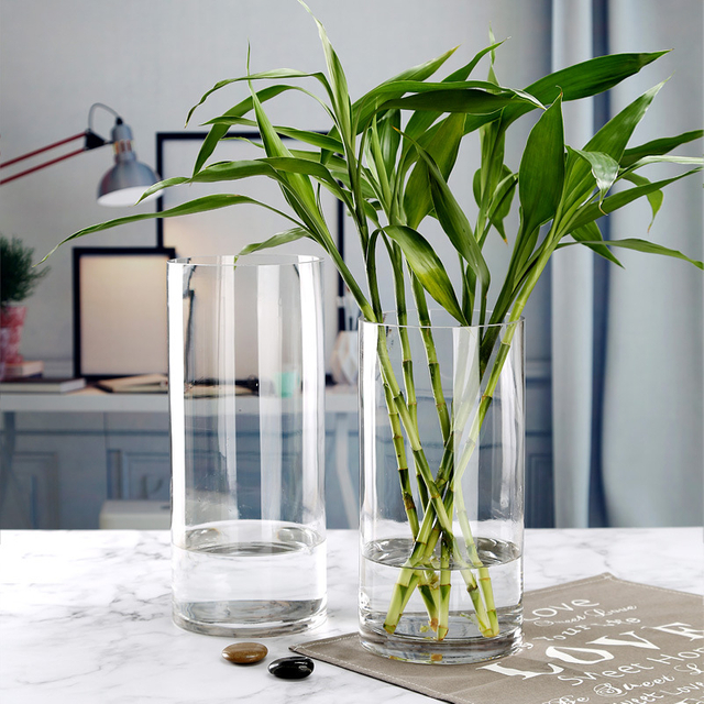 Glass Vase Bulk Cylinder Flower Home Decor Glass Flower Pot Decoration Long Clear Wholesale Wedding Plant Glass Vase for Flowers