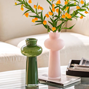 Pink And Green Tower-shaped Glass Vase