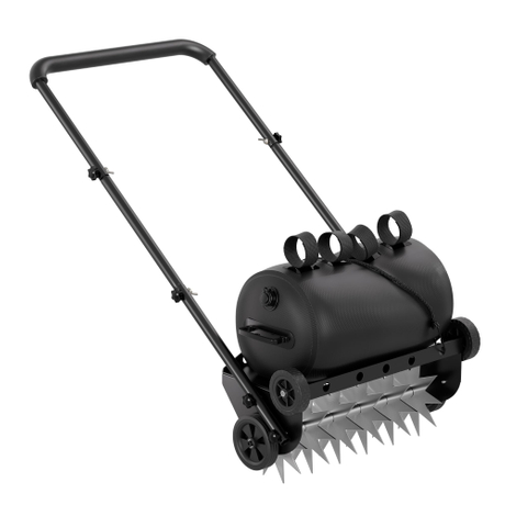 22.5-Inch Lawn Aerator with Weight Bag Heavy Duty Push Spike Aerator with 4 Wheels