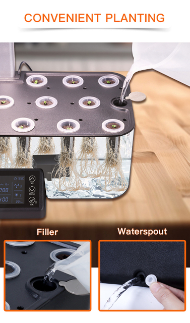 Hydroponics Growing System Kit Indoor Herb Garden with Grow Light 12 Pods