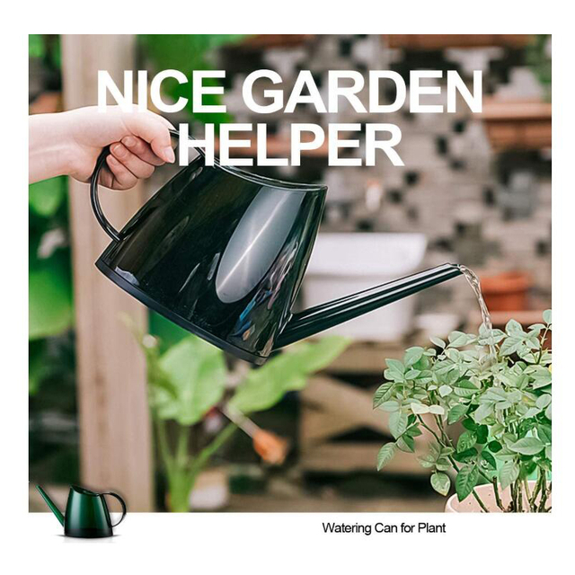 Indoor 1.4L Plastic Transparent Green Modern Long Spout Watering Can