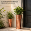 Heavy Duty Galvanized Zinc Steel Tall Planters Hammered Ribbed Powder Coated Flower Pots for Home Garden