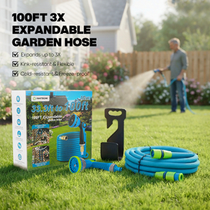 100 FT Expandable Garden Hose with Spray Nozzle Flexible Water Hose for Garden Watering House Cleaning Car Washing