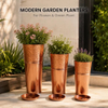 Heavy Duty Galvanized Zinc Steel Tall Planters Hammered Ribbed Powder Coated Flower Pots for Home Garden